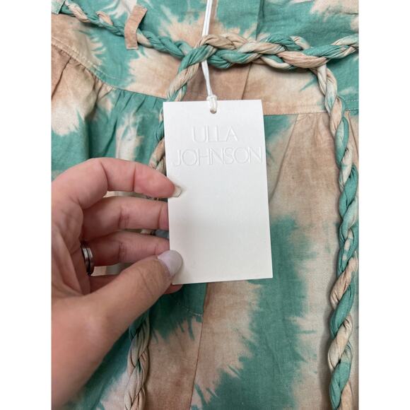 NWT Ulla Johnson Marin High Rise Green & Tan Mini Short Women's Calcite Size: 8 - Picture 5 of 8